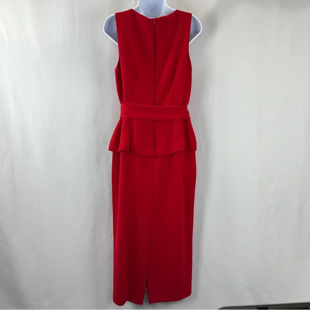 Luxe YL by Yair Red Sheath Dress with Peplum - Vintage Bloomingdale's Size 8 - Picture 4 of 8